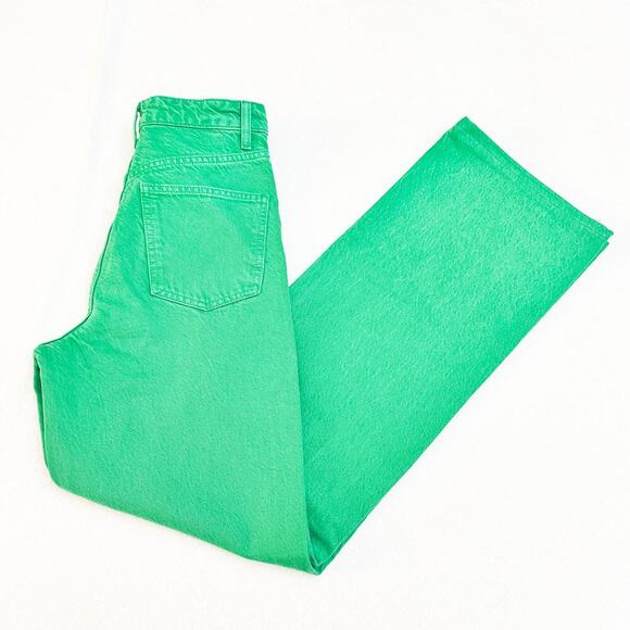Zara Green Denim Wide Leg Zip Fly High Rise Colored Jeans Size 2 - Picture 8 of 8